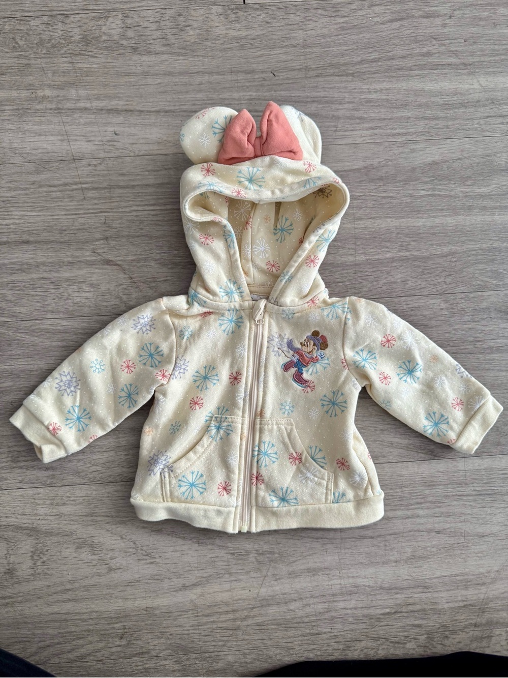 Disney Baby Minnie Mouse Snowflake Hoodie Zip Up Jacket Girls 3-6 Months